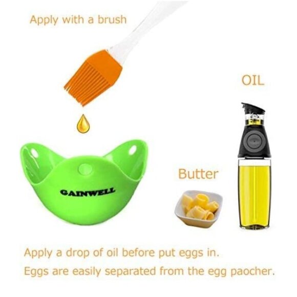 Set of 4 Stovetop Silicone Egg Poacher Molds/Cups by Gainwell #28B - Picture 9 of 9